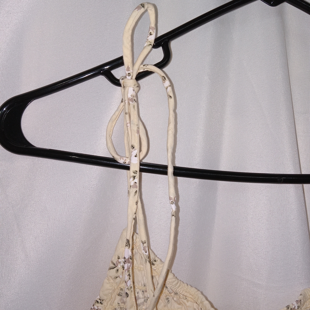 DIVIDED H&M Tie Shoulder Yellow Floral Smocked Sundress Womens Size M - Picture 10 of 14